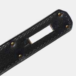 Pre Owned Hermes Kelly 28 Black Box Calf Leather Top Handle Bag