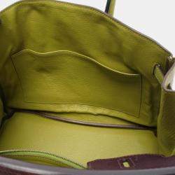 Pre Owned Hermes Birkin 30 Prune/Anis Green Chevre Leather Tote Bag