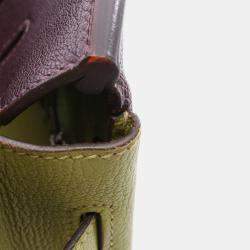 Pre Owned Hermes Birkin 30 Prune/Anis Green Chevre Leather Tote Bag