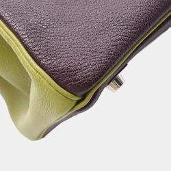 Pre Owned Hermes Birkin 30 Prune/Anis Green Chevre Leather Tote Bag
