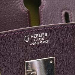 Pre Owned Hermes Birkin 30 Prune/Anis Green Chevre Leather Tote Bag