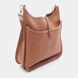 Pre Owned Hermes Evelyne 29 Brown Taurillon Clemence Leather Shoulder Bag