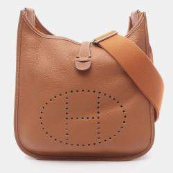 Pre Owned Hermes Evelyne 29 Brown Taurillon Clemence Leather Shoulder Bag