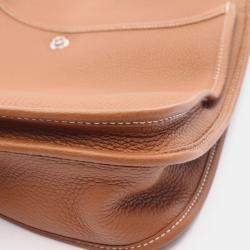 Pre Owned Hermes Evelyne 29 Brown Taurillon Clemence Leather Shoulder Bag