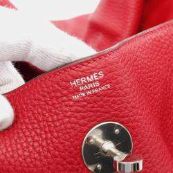 Pre Owned حقيبة هيرمس ليندي 30 جلد كليمنس توريلون أحمر للكتف