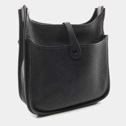 Pre Owned Hermes Evelyne 29 Black Taurillon Clemence Leather Shoulder Bag