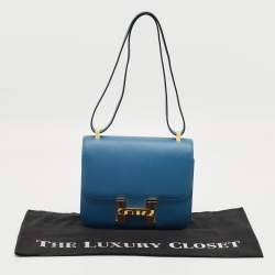 Pre Owned Hermès Blue Jean Epsom Leather Gold Finish Constance 24 Bag