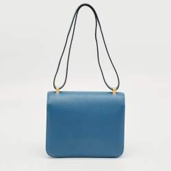 Pre Owned Hermès Blue Jean Epsom Leather Gold Finish Constance 24 Bag