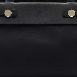 Pre Owned Hermes Black Toile Canvas and Vache Hunter Herbag Cabas PM Bag