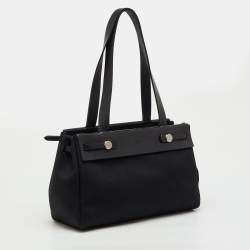 Pre Owned Hermes Black Toile Canvas and Vache Hunter Herbag Cabas PM Bag