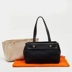 Pre Owned Hermes Black Toile Canvas and Vache Hunter Herbag Cabas PM Bag