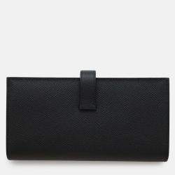 Pre Owned Hermes Long Wallet Bearn Soufflet Black Epson