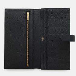 Pre Owned Hermes Long Wallet Bearn Soufflet Black Epson