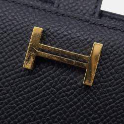 Pre Owned Hermes Long Wallet Bearn Soufflet Black Epson