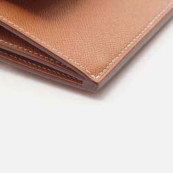 Pre Owned Hermes Kelly Pocket Slim Gold Coin Case Brown  Veau Madame Wallet 