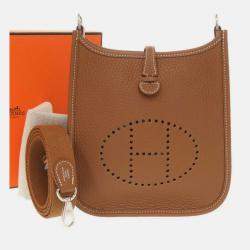 Pre Owned Hermes Evelyn Amazon Taurillon Clemence Gold Shoulder Bag TPM