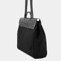 Pre Owned Hermes Herbag Black Toile Officier Leather