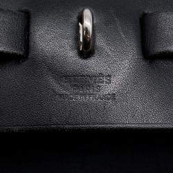Pre Owned Hermes Herbag Black Toile Officier Leather