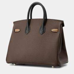 Pre Owned Hermes Birkin Tricolor Etoupe Epsom Tote 25