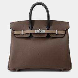 Pre Owned Hermes Birkin Tricolor Etoupe Epsom Tote 25