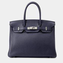 Pre Owned Hermes Birkin Verso Blue Nuit/Rose Purple Taurillon Clemence 30