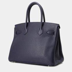 Pre Owned Hermes Birkin Verso Blue Nuit/Rose Purple Taurillon Clemence 30