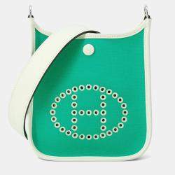 Pre Owned Hermes Neo Evelyne Menthe/Blue Azteque/Vert Fizz Toile Officier Swift Leather TPM