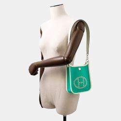 Pre Owned Hermes Neo Evelyne Menthe/Blue Azteque/Vert Fizz Toile Officier Swift Leather TPM
