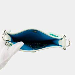 Pre Owned Hermes Neo Evelyne Menthe/Blue Azteque/Vert Fizz Toile Officier Swift Leather TPM