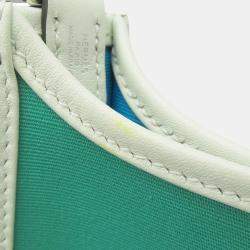Pre Owned Hermes Neo Evelyne Menthe/Blue Azteque/Vert Fizz Toile Officier Swift Leather TPM