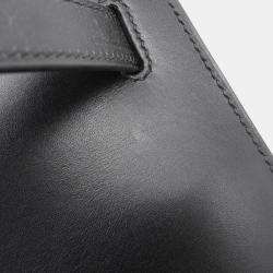 Pre Owned Hermes Kelly Sellier Black Box Calf Leather Handbag 32