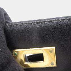 Pre Owned Hermes Kelly Sellier Black Box Calf Leather Handbag 32