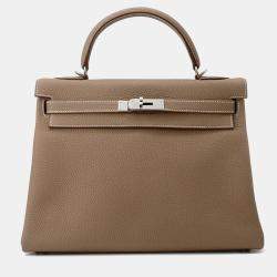 Pre Owned Hermes Kelly Retourne Etoupe Togo Leather Handbag 32