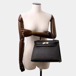 Pre Owned Hermes Kelly Sellier Black Epsom Size 28