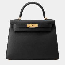 Pre Owned Hermes Kelly Sellier Black Epsom Size 28
