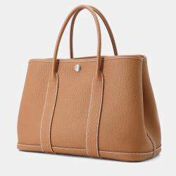 Pre Owned Hermes Garden Party Gold Negonda Leather Handbag TPM