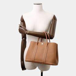Pre Owned Hermes Garden Party Gold Negonda Leather Handbag TPM