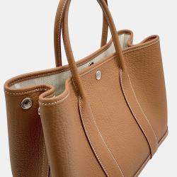 Pre Owned Hermes Garden Party Gold Negonda Leather Handbag TPM