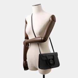 Pre Owned Hermes Halzan Black Swift Leather Mini Handbag 