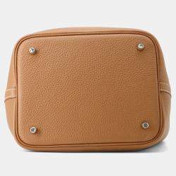 Pre Owned Hermes Picotin Lock 22 Gold Taurillon Clemence Tote