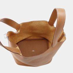 Pre Owned Hermes Picotin Lock 22 Gold Taurillon Clemence Tote