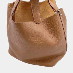 Pre Owned Hermes Picotin Lock 22 Gold Taurillon Clemence Tote
