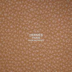 Pre Owned Hermes Picotin Lock 22 Gold Taurillon Clemence Tote