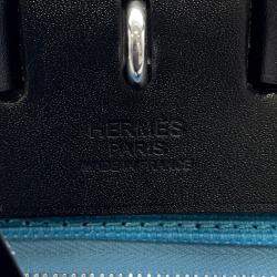 Pre Owned Hermes Herbag Zip Black/Blue Toile Military Vache Hunter Leather Size PM