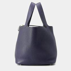 Pre Owned Hermes Picotin Lock Blue Nuit Taurillon Clemence Size MM