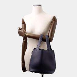 Pre Owned Hermes Picotin Lock Blue Nuit Taurillon Clemence Size MM