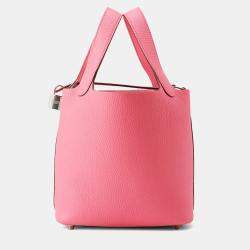 Pre Owned Hermes Picotin Lock Rose Azalee Taurillon Clemence Size PM