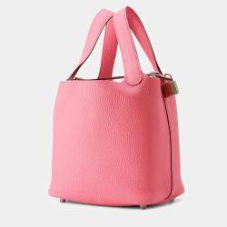 Pre Owned Hermes Picotin Lock Rose Azalee Taurillon Clemence Size PM