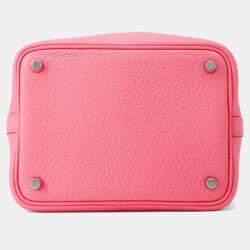 Pre Owned Hermes Picotin Lock Rose Azalee Taurillon Clemence Size PM