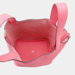 Pre Owned Hermes Picotin Lock Rose Azalee Taurillon Clemence Size PM